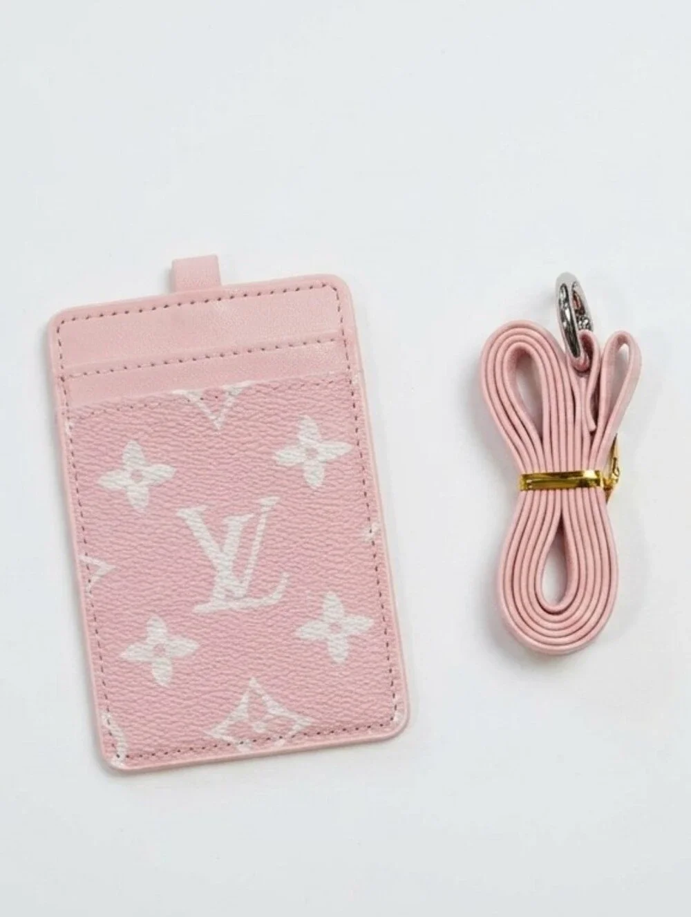 🩷 Pink Monogram Card + ID Holder Lanyard